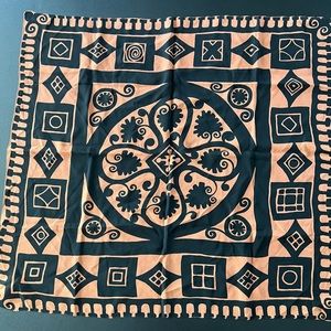 Black and tan abstract scarf 30 1/2” square